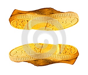 Pair of old yellow boots of 40th size