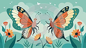 A pair of painted lady butterflies dance in a graceful duet their wings creating a symphony of whispers in the serene
