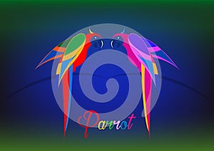 Pair of parrots tropical bird icon image illustration design colorful