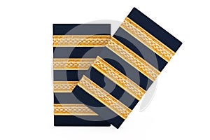 Pair of Pilot Captain Four Golden Bars Epaulets. 3d Rendering