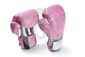 Pair of pink boxing gloves isolated on white