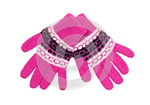 Pair of pink woolen gloves