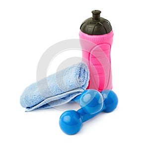 Pair of Plastic coated dumbells over the white background