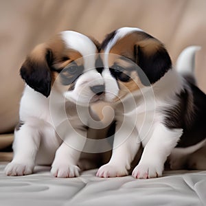 A pair of puppies with floppy ears, playing tug-of-war with a squeaky toy1