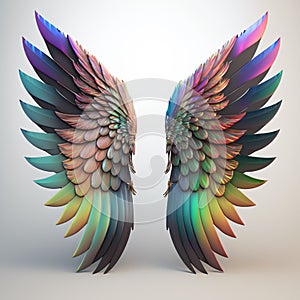 A pair of rainbow angle`s wings