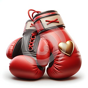 Pair of red boxing gloves isolated on white