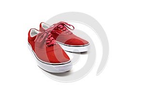 A pair of Red canvas shoes isolated on white