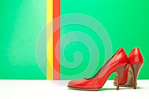 Pair of red high heels