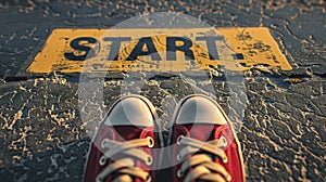 The start line with sneakers.AI generated image