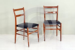 Pair of Retro Kitchen Chairs with Wood Legs