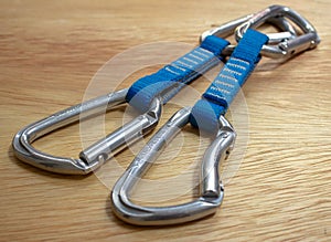 A pair of rock climbing quickdraws