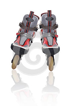 A pair of roller skates on a white background