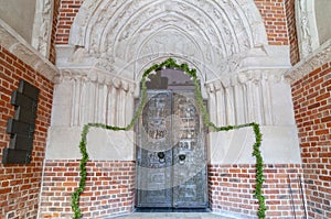 The pair of Romanesque bronze doors at Gniezno Cathedral, Poland.