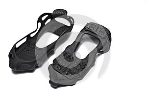 pair rubber crampon shoe spikes white background