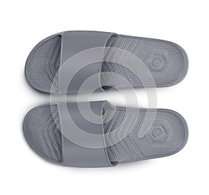 Pair of rubber slippers isolated on white background