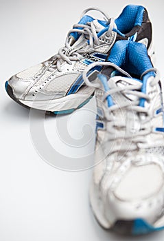 Pair of running shoes on a white background