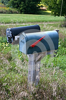 Pair of Rural Mail Boxes in the Countryside