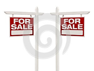 Pair of For Sale Real Estate Signs With Clipping Path