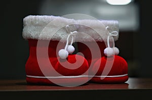 A pair of santa boot deco with dark background