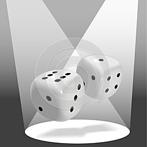 Pair of Shiny Dice Roll a Lucky 7 in Spotlight