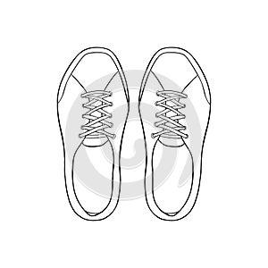 Pair shoes. .Hand draw doodle outline sketch. Vector