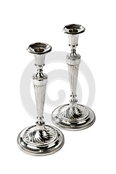 Pair silver candlesticks photo