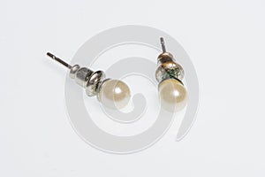 Pair of silver earrings with small pearl