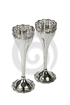 Pair silver goblets for wine