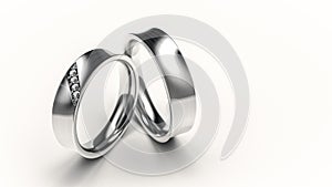 Pair of silver rings with small diamonds for lovers
