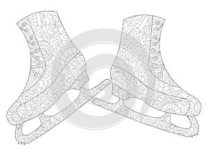 A pair of skates coloring raster for adults