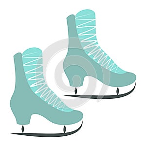 A pair of skates. Figure skating shoes. Sport on ice. Vector illustration
