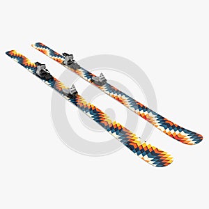 Pair of skis isolated on white 3D Illustration