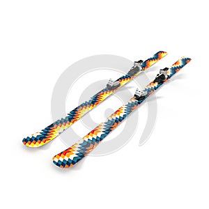 Pair of skis isolated on white, 3D Illustration