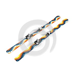 Pair of skis isolated on white. 3D illustration