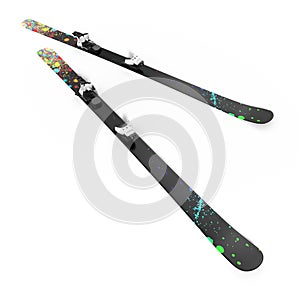 Pair of skis isolated on white. 3D illustration