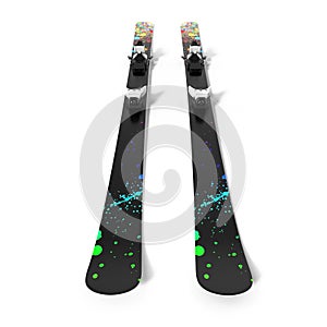 Pair of skis isolated on white. 3D illustration