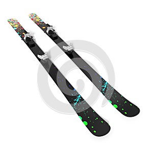 Pair of skis isolated on white. 3D illustration