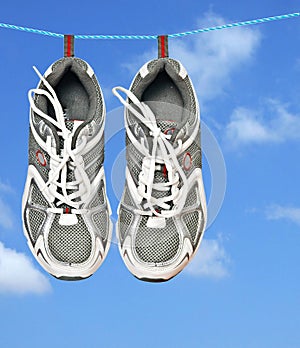 Pair of sneakers on line