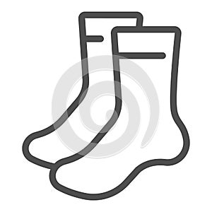 Pair of socks line icon, bowling concept, sock sign on white background, classic sport socks icon in outline style for