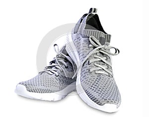 Pair sport textile trainers shoes summer design.