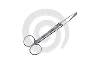 A pair of stainless steel surgical forcep isolated on white background with clipping path