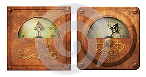 A pair of steampunk victorian gauge meters illustration