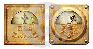A pair of steampunk victorian gauge meters illustration photo