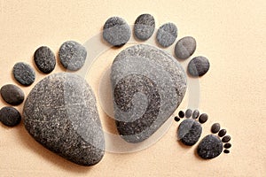 Pair of stones in the shape of human feet