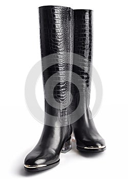 Pair of stylish women's leather boots