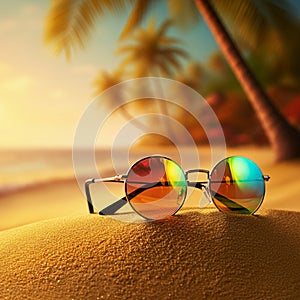 AIGenerated Image: Sunglasses on Tropical Beach photo