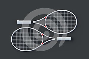 Pair of tennis racquets. Sports equipments. International tournament. Game for laisure