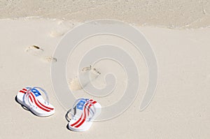 Pair of thongs on the beach