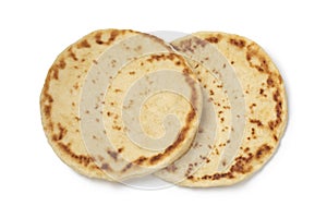 Pair of traditional Moroccan pancake batbot on white background