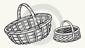 Pair of Traditional Woven Baskets, vector design Generative AI